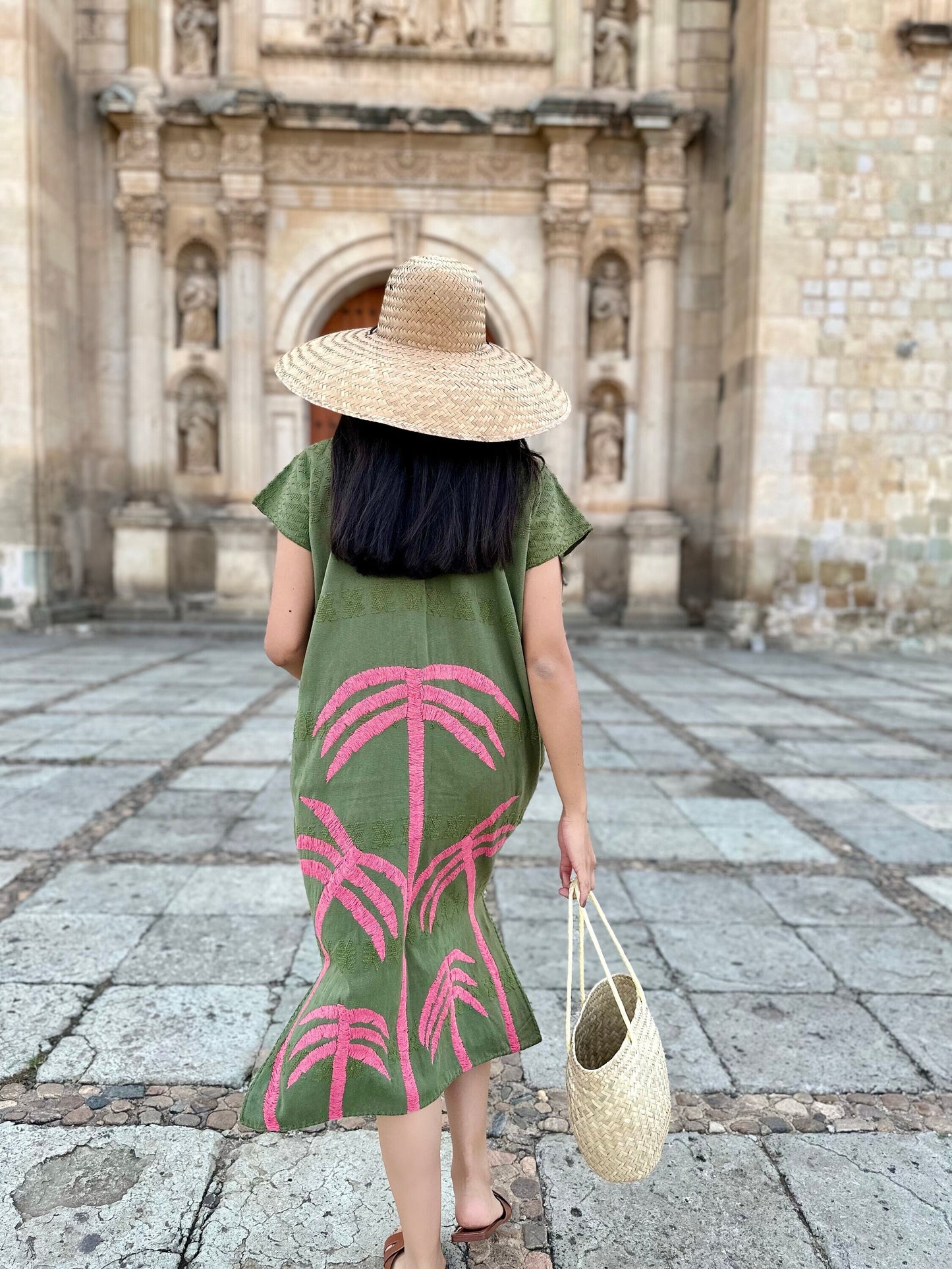 Exquisite Military Green Huipil: Handmade in San Juan Colorado, Oaxaca.