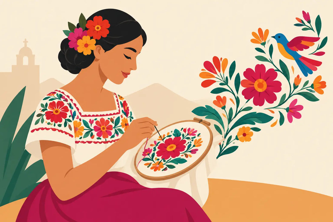 Bordado floral mexicano que cuenta historias