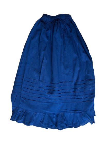 Handmade long blanket skirt hand-dyed pleated cotton one-size-fits-all
