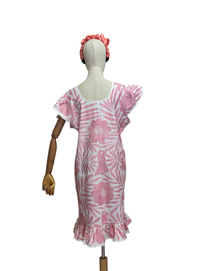 Vestido Palmita – Bordado Artesanal Midi con Olanes, Tuxtepec Oaxaca