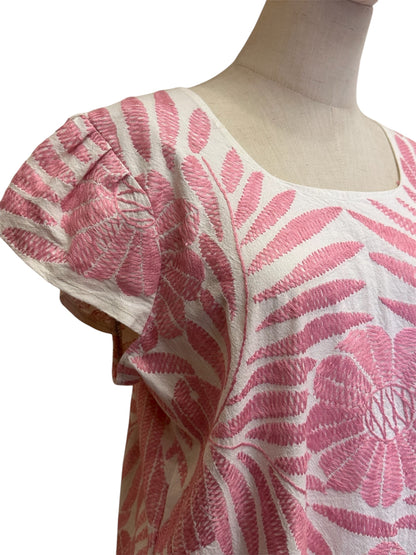 Vestido Palmita – Bordado Artesanal Midi con Olanes, Tuxtepec Oaxaca