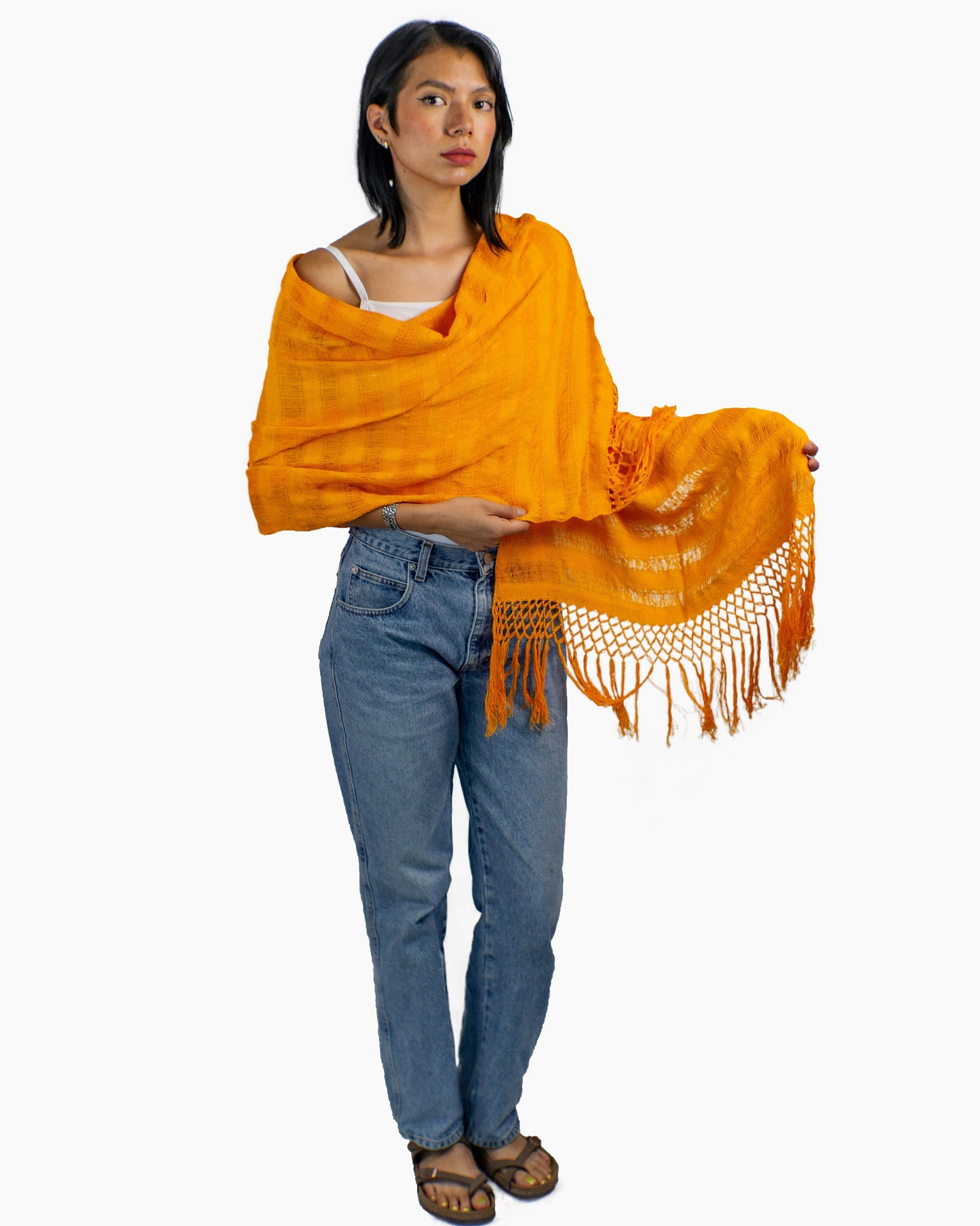 Orange Rebozo Cempasuchil from Oaxaca: Tradition in 100% Cotton"