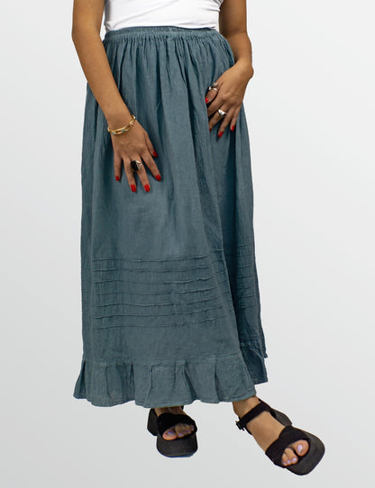 Handmade long blanket skirt hand-dyed pleated cotton one-size-fits-all