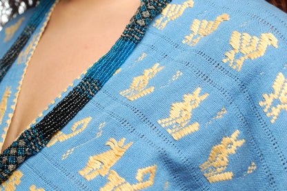 Huipil Midi from San Juan Cotzocon: Indigo Blue Color, Unique Brocades and Artisan Quality