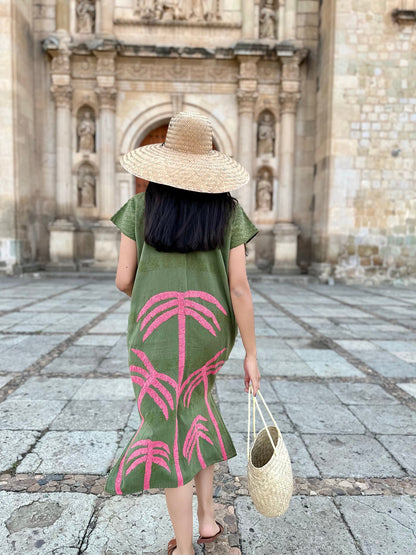 Exquisite Military Green Huipil: Handmade in San Juan Colorado, Oaxaca.