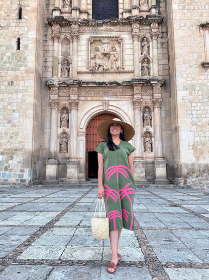 Exquisite Military Green Huipil: Handmade in San Juan Colorado, Oaxaca.